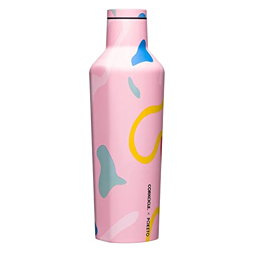 Corkcicle Canteen – dreifach isolierte Edelstahl-Wasserflasche mit Strohhalm – hält 25+ Stunden kalt und 12 Stunden heiß – wiederverwendbar, BPA-frei, spülmaschinenfest, Poketo Pink, 475 ml von Corkcicle