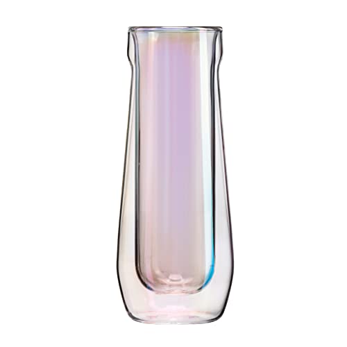 Corkcicle Glassware Stielloses Flötenglas – 2 doppelt isolierte Thermogläser – zum Trinken von Sekt, Champagner und Prosecco – prismatisches Finish – 220 ml, 2 Stück von Corkcicle