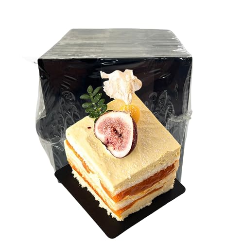 Mini-Kuchenbretter, quadratische Kuchenböden, Desserttablett für Cupcakes, ein Mittelstück auf einem Desserttisch, Kuchenscheiben, Cupcakes, Leckereien, Käsekuchen (schwarz, 8,9 x 9,5 cm) von Corkwaw