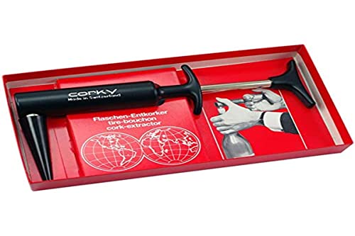 CORKY Original-Korkenzieher mit Druckknopf, Geschenkbox – das einzigartige und originelle seit 1965 – hergestellt in Switzerland, Schwarz von Corky