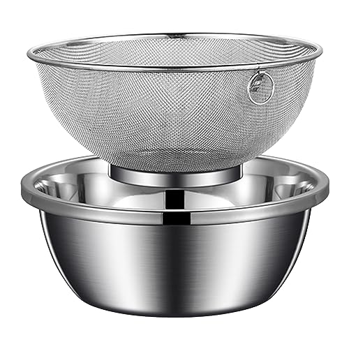 2 teiliges mikroporöses Sieb Edelstahl mit 2 großen Kapazitäten und Rührschüssel zum Waschen von Gemüse Obst und und zum Abtropfen gekochter Nudeln. (2 STÜCK) Schüssel Set Mikrowelle (E One Size) von Corlidea