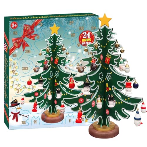 Corlidea Adventskalender Kleiner Weihnachtsbaum mit 28 Ornamenten, Weihnachtsschmuck, 24 Tage, Countdown-Kalender, für Weihnachtsdekoration, Tisch, Geschenke für Kinder von Corlidea