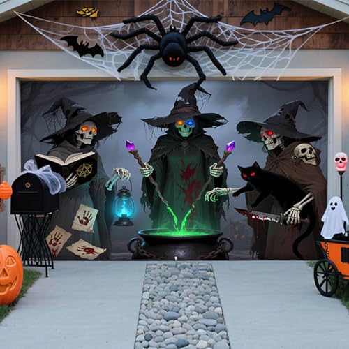 Halloween-Dekoration für Garagentor, Abdeckung für Garagentore, Halloween, große gruselige hängende Kulisse, Karneval, Banner, Wanddekoration, für den Außenbereich, Garten Halloween-Dekoration für Garagentor, Abdeckung für Garagentore, Halloween, große gruselige hängende Kulisse, Karneval, Banner, Wanddekoration, für den Außenbereich, Garten von Corlidea