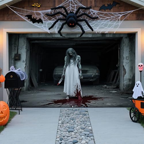 Halloween-Dekoration für Garagentor, Abdeckung für Garagentore, Halloween, große gruselige hängende Kulisse, Karneval, Banner, Wanddekoration, für den Außenbereich, Garten Halloween-Dekoration für Garagentor, Abdeckung für Garagentore, Halloween, große gruselige hängende Kulisse, Karneval, Banner, Wanddekoration, für den Außenbereich, Garten von Corlidea
