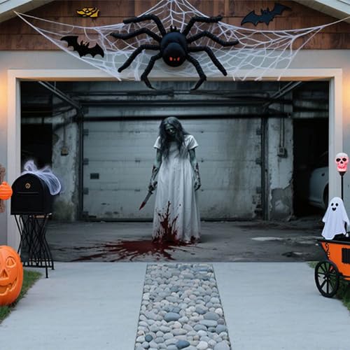 Halloween-Dekoration für Garagentor, Abdeckung für Garagentore, Halloween, große gruselige hängende Kulisse, Karneval, Banner, Wanddekoration, für den Außenbereich, Garten Halloween-Dekoration für Garagentor, Abdeckung für Garagentore, Halloween, große gruselige hängende Kulisse, Karneval, Banner, Wanddekoration, für den Außenbereich, Garten von Corlidea