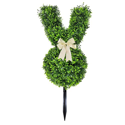 Hasen-Formschnitt, künstlicher Formschnitt in Form eines grünen Hasen, künstliche Osterhasen-Pflanze, Buchsbaum-Pflanze, Osterbaum, Dekoration für die Veranda, für den Innen- und Außenbereich von Corlidea