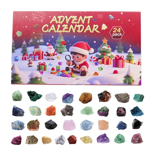 Kristall-Adventskalender für Kinder, National Geographic Rock Collection mit 24 Edelsteinen und Heilsteinen, Geschenk für Jungen Mädchen Erwachsene von Corlidea