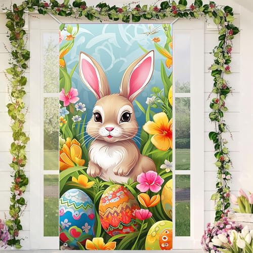 Ostertürabdeckung, Osterbanner zum Aufhängen, Frohe Ostern, Tür, Banner für Ostern, Dekoration, Party, Urlaub, Hintergrund, Garten, Wand, Eingangstür von Corlidea