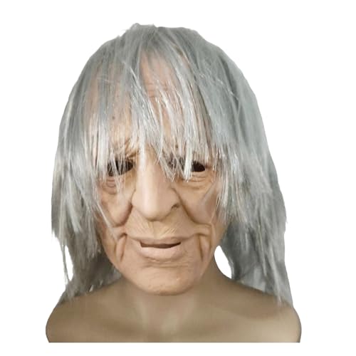 Realistische Maske für alte Männer, Halloween-Maske, gruselige Latex-Kopfbedeckung, Cosplay-Masken mit gruseligen Falten, Partyzubehör von Corlidea