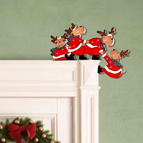 Weihnachten Tür Ecke Dekoration - Lustige Weihnachten Türrahmen Dekorationen, Weihnachtsdeko Purzelnde Elche, Tumbling Moose für Türrahmen Deko Holz Türrahmen Ornament Für Türrahmen Fenster DIY von Corlidea