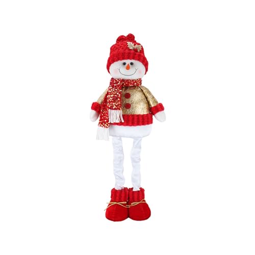 Weihnachtsmann Elch Schneemann mit Teleskopbeinen, Weihnachtsfigur aus Plüsch stehend Santa Claus Weihnachtsornament Tischdeko Kamin Weihnachtsbaum Haus von Corlidea