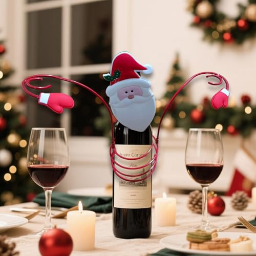 Weinglashalter für Weihnachten, Weinflaschenhalter, Weihnachtsmann, Schneemann, Gnome, Dekoration, einzigartige Dekoration für Zuhause, Schrank, Arbeitsplatte, Regale von Corlidea