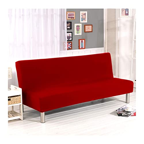 Cornasee Sofabezug 3 sitzer ohne armlehne - Clic Clac Sofahusse Stretch Bettcouch Schonbezug Einfarbig,Rot von Cornasee