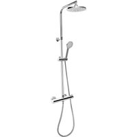 CORNAT Duschsystem ""Perfect Neo" - verchromt - Thermostatarmatur - Variables Steigrohr", Handbrause mit 5 Strahlarten: Normal-, Soft-, Massage - Anti-Kalk von Cornat