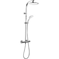 CORNAT Duschsystem ""Style"- verchromt - Mit Thermostatarmatur - Variabler Bohrlochabstand", (Komplett-Set), 5 Strahlarten: Normal-, Soft-, Massagestrahl - Anti-Kalk von Cornat