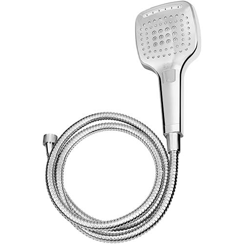 Cornat Brause-Set "Dida" - Handbrause 120 x 120 mm - 150 cm Schlauch - 3 Strahlarten: Normal-, Massage- & Softstrahl - Anti-Kalk & Wasserspareinsatz - verchromt / Duschkopf mit Schlauch / TECB3434 von Cornat