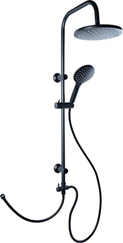 Cornat Duschsystem ''Noir'' - Black Edition - Runde Kopfbrause - Handbrause mit 3 Strahlarten: Normal- & Sprühstrahl - Anti-Kalk - Variabler Bohrlochabstand / Dusch-Komplettset Steigrohr / TECBE3302 von Cornat