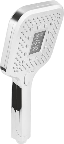 Cornat Handbrause "Smartly" - 108 x 108 mm Kopfgröße - verchromt - 3 Strahlarten: Normal-, Massage- & Kombi - Anti-Kalk & LED-Verbrauchsanzeige / ECO-Brausekopf für Dusche & Badewanne / TECB3485 von Cornat