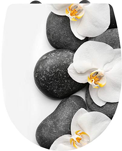 Cornat WC-Sitz "Orchidee" - Ansprechendes Design - Pflegeleichter Thermoplast - Quick up & Clean Funktion - Absenkautomatik - Bequeme Montage von oben / Toilettensitz / Klodeckel / KSDSC100 von Cornat