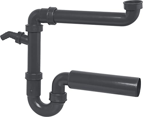 Cornat Rezyklat Röhren-Geruchverschluss für Spültische - 1 1/2 Zoll - Mit Geräteanschluss & 45° Abzweig - Hergestellt aus recycelten Kunststoffen - Made in Germany Qualität / T353106R von Cornat