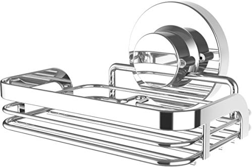 Cornat Seifenhalter 3 in 1 - Stabiler Gitterkorb - 3 verschiedene Befestigungsoptionen mit Saugnapf, Klebepad & Bohren - Verchromt / Seifenablage / Duschablage mit Seifenschale / T340276 von Cornat