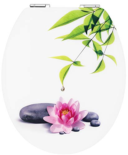 Cornat WC-Sitz Art of Acryl "Water Lilly" - Elegante Acryl-Oberfläche - Hochwertiger Holzkern - Absenkautomatik & Schnellbefestigung - Komfortables Sitzgefühl / Toilettensitz / Klodeckel / KSDSC306, 48 x 38.6 x 6.4 centimeters von Cornat