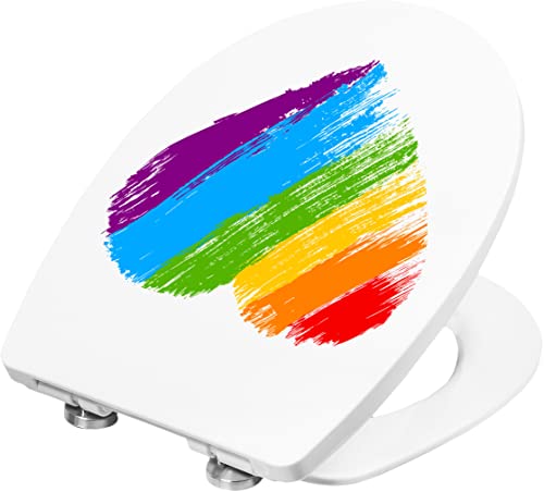 Cornat WC-Sitz "Rainbow" - Klassisch weißer Look mit Regenbogen-Dekor - Pflegeleichter Thermoplast - Quick up & Clean Funktion - Absenkautomatik / Toilettensitz / Klodeckel / KSDSC107 Cornat WC-Sitz "Rainbow" - Klassisch weißer Look mit Regenbogen-Dekor - Pflegeleichter Thermoplast - Quick up & Clean Funktion - Absenkautomatik / Toilettensitz / Klodeckel / KSDSC107 von Cornat