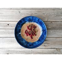 Extra Große Keramik Obstschale Mit Blauer Und Brauner Glasur von CorneliStudio
