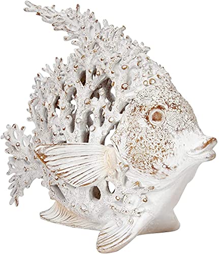 Corner Merchant Ocean Decor weiße Korallenriffe, Angelfisch, Stranddekoration, Korallenoptik, Polystone Tischplatten-Kollektion von Corner Merchant
