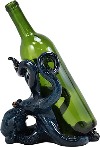 Octopus Weinflaschenhalter Figur Tischplatte Bar Theke Dekorative Skulptur Einzelne Weinflaschenhalter (blau) von Corner Merchant