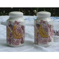 Salt & Pepper - Ridgway "Canterbury" Rot Transferware Vintage von Cornerof4thandMain