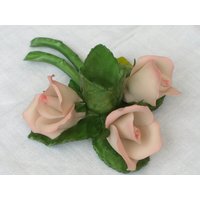 Vintage Capodimonte Kerzenhalter Rose Aus Porzellan - Fabar Italy von Cornerof4thandMain