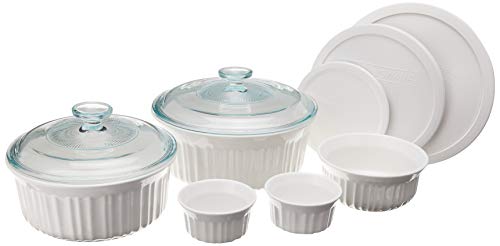 CorningWare 10-Piece Set French White Keramik-Backgeschirr, Glas, Französisches Weiß von CORNINGWARE