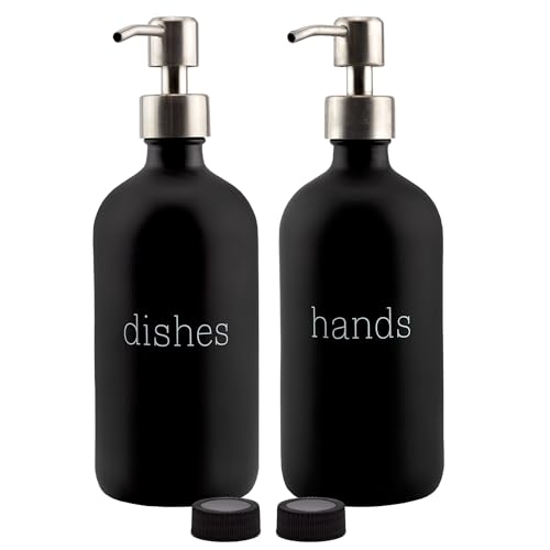 Cornucopia 473 ml Hands Dishes Pumpflaschen (Schwarz, 2 Stück); schwarz beschichteter Pumpspender für Küche und Zuhause von Cornucopia Brands