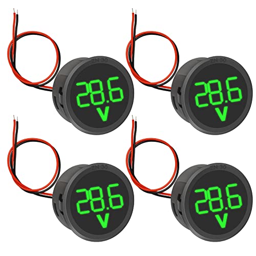 4 Stücke DC Voltmeter, Digital Voltmeter DC Wasserdichtes Digitalanzeige Voltmeter LED Anzeige Spannungsmesser für Auto Motorrad ATV SUV LKW Marine (Grün) von Corpower