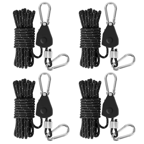Reflektierend Abspannseile Seil 4 Stück Einstellbare Seil Ratsche 13ft/4M mit Seilspanner, Rope Seilratsche mit Haken Ø 4mm Abspannseile Camping Zeltschnur mit Spanner, Zelt Zubehör Schwarz Reflektierend Abspannseile Seil 4 Stück Einstellbare Seil Ratsche 13ft/4M mit Seilspanner, Rope Seilratsche mit Haken Ø 4mm Abspannseile Camping Zeltschnur mit Spanner, Zelt Zubehör Schwarz von Corpower
