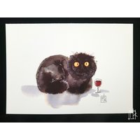 Rotwein Kätzchen Kunstdruck - A5 von CorpusCrown