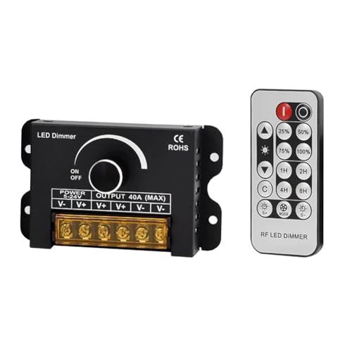 Correa 12-V-LED-Dimmschalter mit HF-Fernbedienung und Timerfunktion, DC 5-24 V, 40 A, PWM-Dimmsteuerung mit Aluminiumgehäuse Correa 12-V-LED-Dimmschalter mit HF-Fernbedienung und Timerfunktion, DC 5-24 V, 40 A, PWM-Dimmsteuerung mit Aluminiumgehäuse von Correa