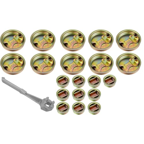 Correa 20 Stück Metall-Fassstopfen mit Dichtung, 2 und 3/4, Stahl-Spunddeckel mit Aluminium-Spundschlüssel, Fass-Spunddeckel, Langlebig von Correa