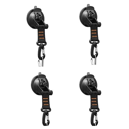 Correa 4 Stück Um 360° Drehbare Camping-Saugnapfhaken, Auto-Saugnapfanker mit D-Ring für Markise – Orange von Correa