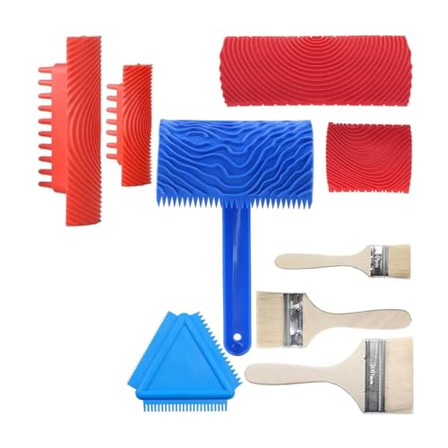 Correa Holzmaserungswerkzeug, 9-Tlg. Malerpinsel mit Künstlicher Holzmaserung, Maserungswerkzeug, Farbe Sieht Aus Wie, DIY-Malwerkzeuge von Correa