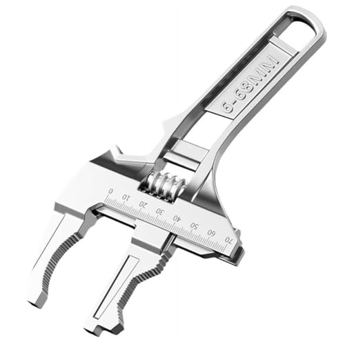 Correa Reversible Sink Wrench mit 6-68mm Kieferöffnung Verstellbarer Schraubenschlüssel 6-68mm Silber von Correa
