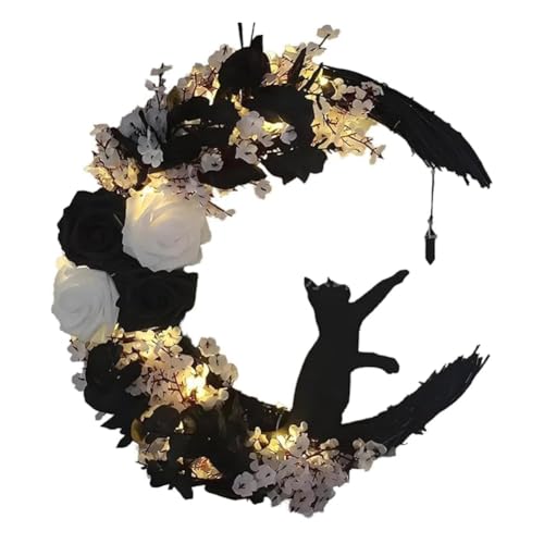 Correa Türkranz für die Haustür, Halloween-Türkranz, Blumenmondkatze, Halloween-Heimdeko, Heimdekorationskranz Correa Türkranz für die Haustür, Halloween-Türkranz, Blumenmondkatze, Halloween-Heimdeko, Heimdekorationskranz von Correa