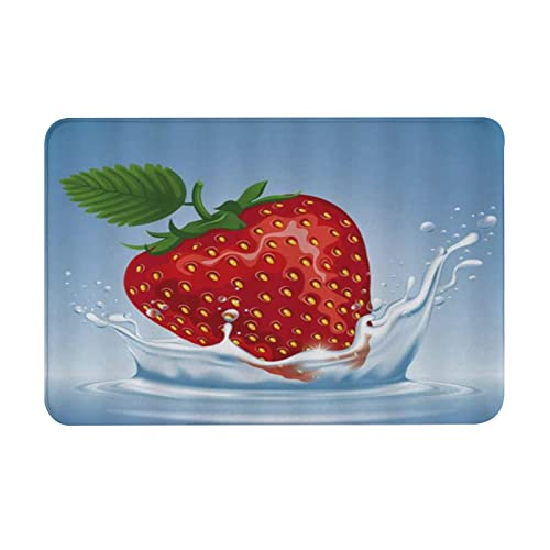 Correngo Badezimmerteppiche, ultrasaugfähige und rutschfeste Badematten,Erdbeere verführerische Frucht gesunde Nahrung Wasser,maschinenwaschbare Badezimmermatten, Schlafzimmermatten von Correngo