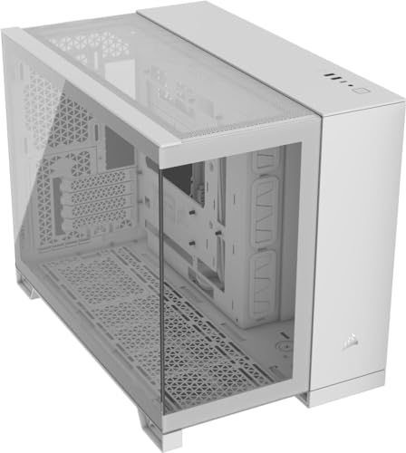 CORSAIR 2500X Small-Tower mATX-Doppelkammer-PC-Gehäuse – Gehärtetes Panoramaglas - Umgekehrte Verbindung Motherboard-Kompatibel – Keine Ventilatoren Inbegriffen – Weiß von Corsair