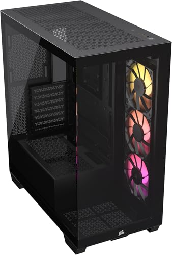 CORSAIR 3500X ARGB Mid-Tower ATX PC-Gehäuse - Gehärtetes Panorama-Glas - Umgekehrte Verbindung Motherboard-Kompatibel - 3X CORSAIR RS120 ARGB-Lüfter Enthalten - Schwarz von Corsair