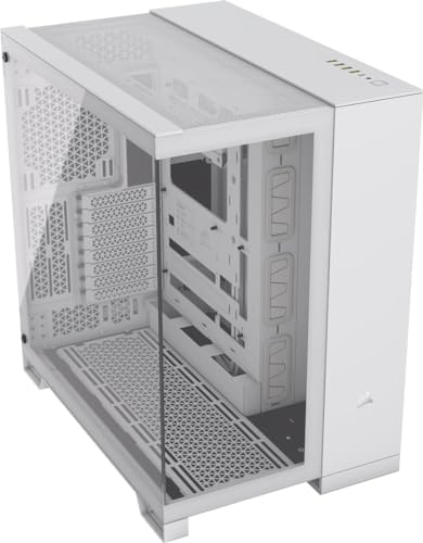 CORSAIR 6500X Mid-Tower ATX-Doppelkammer-PC-Gehäuse – Gehärtetes Panoramaglas - Umgekehrte Verbindung Motherboard-Kompatibel – Keine Ventilatoren Inbegriffen – Weiß von Corsair