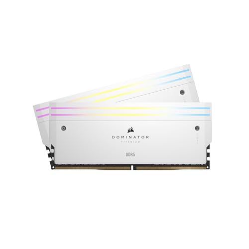 CORSAIR Dominator Titanium RGB DDR5 RAM 48GB (2x24GB) DDR5 7000MHz CL36 Intel XMP iCUE-Kompatibler Computerspeicher - Weiß (CMP48GX5M2B7000C36W) von Corsair
