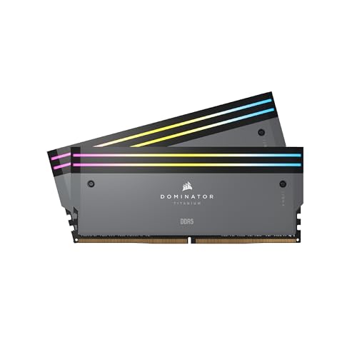 CORSAIR Dominator Titanium RGB DDR5 64GB (2x32GB) DDR5 6000MHz CL30 AMD Expo Intel XMP iCUE Kompatibler Computerspeicher - Grau (CMP64GX5M2B6000Z30) von Corsair