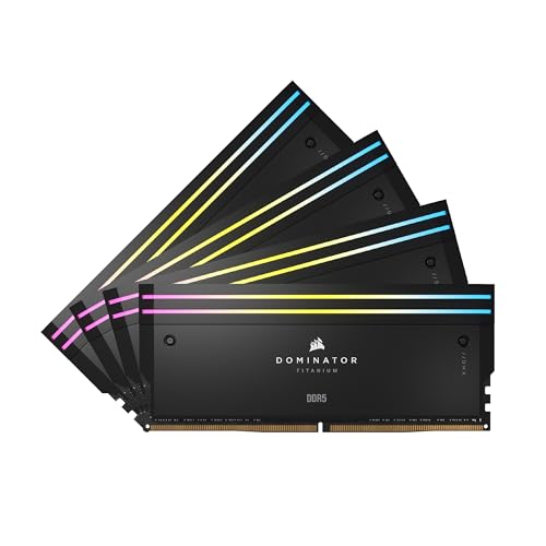 CORSAIR Dominator Titanium RGB DDR5 RAM 64GB (4x16GB) DDR5 6000MHz CL36 Intel XMP iCUE-Kompatibler Computerspeicher - Schwarz (CMP64GX5M4B6000C36) von Corsair